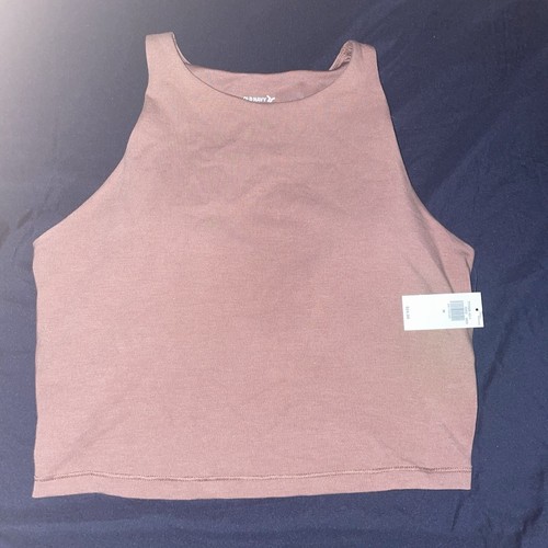 Old Navy Active Powerchill Light Support Go Dry Crop Top Brown Built In Bra Gym