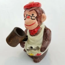 McCrory Ceramic Monkey Nut Cracker Mallet Pick Set Earthenware Vintage 7.5"