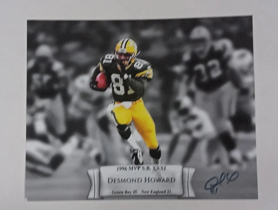 Foto firmada y mini casco certificado de autenticidad auténtico RIDDELL 8"×10" Desmond Howard SB 31 MVP Foto 2 de 4