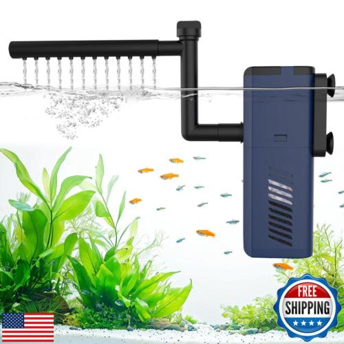 Aquarium Internal Filter,Adjustable Submersible Fish Tank Filter with 135GPH