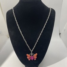 Sparkly Butterfly Crystal Necklace for Little Girls Teens Women Pendant Chain