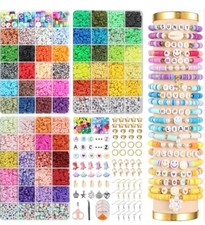 12755pcs Clay Beads Bracelet Making Kit Round Flat Beads Polymer Clay Beads Set