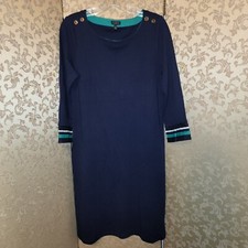 Talbots Blue Kelly Green Pleated Sleeves Knit Dress Size Medium M