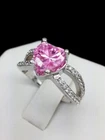 Cubic Zirconia Heart Engagement Ring 14k Gold Plated Sterling Valentine Gifts