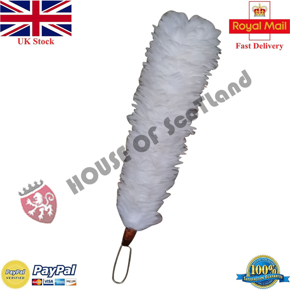 Gorro de pluma blanca Hackle 12"/gorro de pluma pluma Hackles Piper, tambor principal