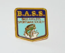 2 Vintage B.A.S.S. Bass Sportsman Society Fishing Brass Pin Back Nos mint 1990's