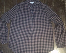Women's Beach, Lunch, Lounge Brown & Black Checkered Flannel Shirt~Must See!