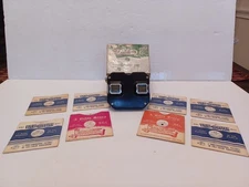 SAWYER"S View-Master Slide-Reel Viewer Black With 8 Reel Cards WELL USED READ