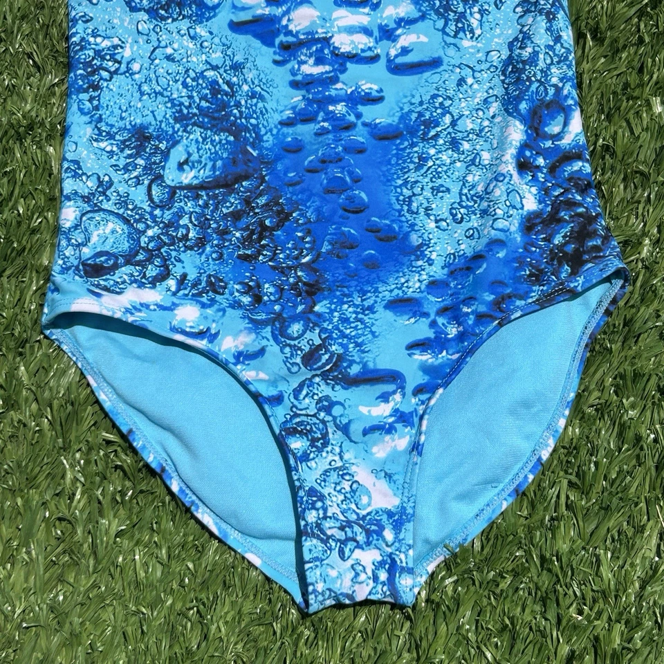 OP L/G 10-12 Niñas Azul Agua Burbuja Sirena Una Pieza Traje de Baño Playa Piscina Diversión Foto 4 de 4