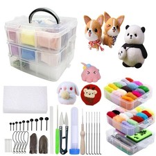 Needle Felting Kit, Needle Felt Kits for Beginners, Wool Roving Set 40 Rolls,...
