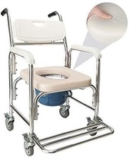 Medical Commode Shower Commode Wheelchair Bedside Toilet and Rolling Chair US