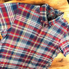 Eddie Bauer Shirt Men TL Tall Plaid Check Short Sleeve Button Down Classic Fit