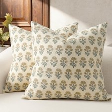 Farmhouse Floral Pillow Covers 20x20 Set of 20" x 20" Pack of 2 Olive Yellow