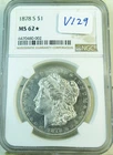 1878 S Morgan dollar NGC MS62* *VAM 129(old 78.4) S tilted left* EP
