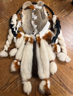 Dream Catcher Handmade Native American Dream Fur Feathers Wall Hanging BIG!