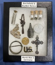 WW2 Relics,US Disc,World War 2,Coins,Soldiers Cross,BarbWire,Shrapnel,Pull Ring