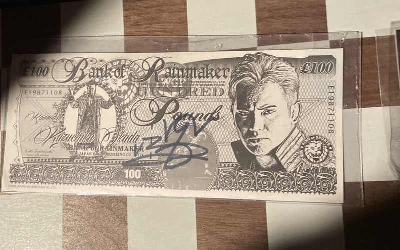 Kazuchika Okada Signed $100 Pounds Bucks New Japan Pro Wrestling