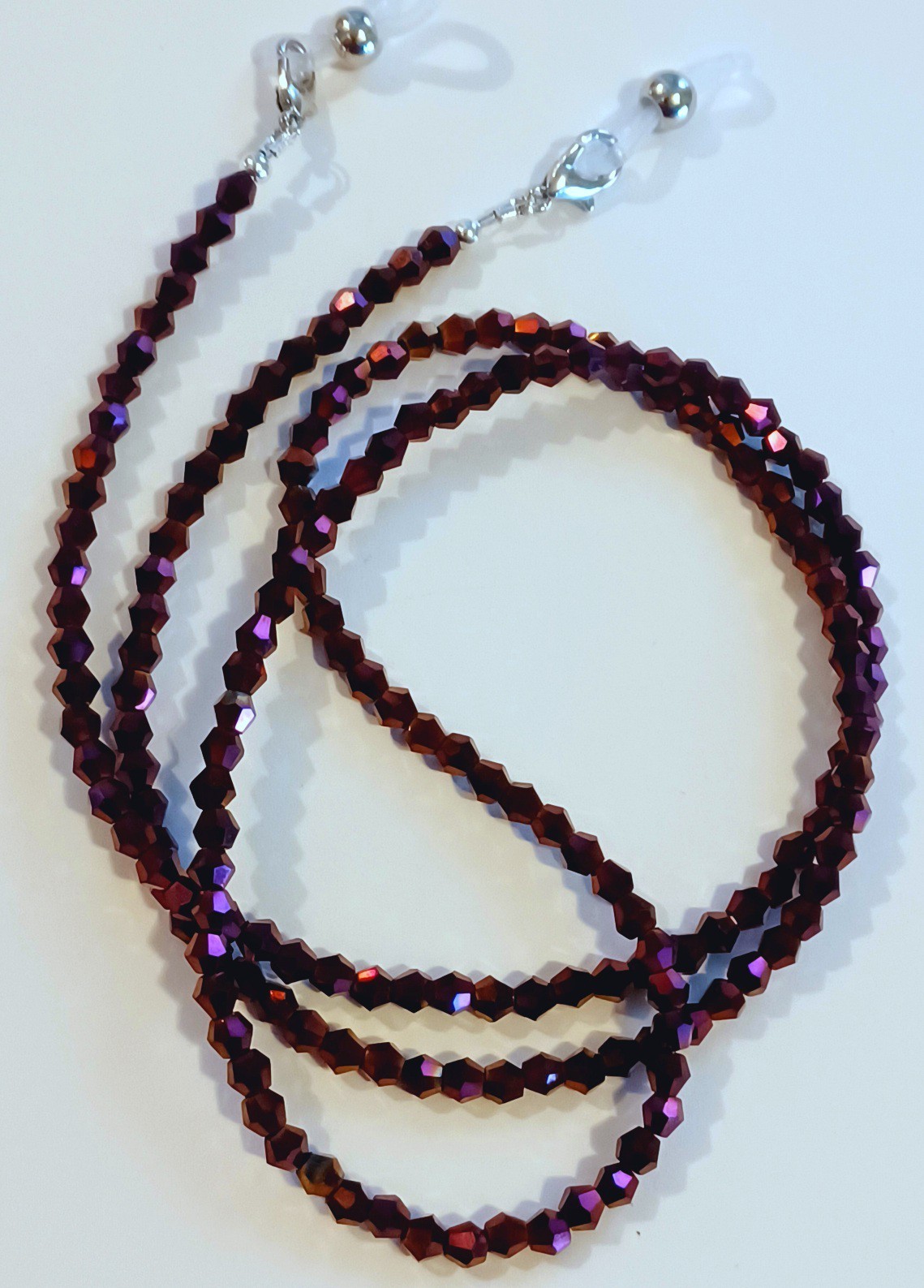 NEW! EYEGLASS CHAIN 27" METALLIC MAGENTA Beaded Holder Strap Reading Glasses