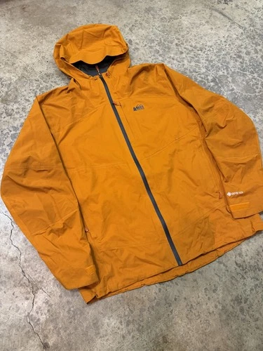 REI Co-op Mens Large Orange Gore-Tex Waterproof Hooded Jacket - product listing photo