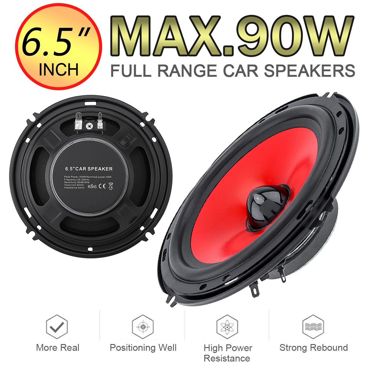 300 Watts Max Coaxial Heavy Mid-bass Modified Speaker