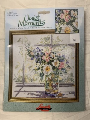Lanarte Quiet Moments Floral Light 1156-21 Counted Cross Stitch Kit Janlynn