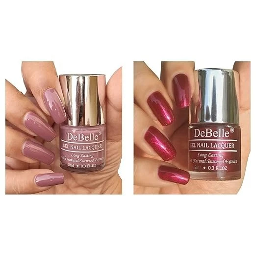 DeBelle Gel Nail Polish Combo pack of 2 | Long Lasting | Seaweed Enriched | Toxi