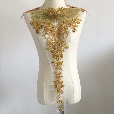 Gold Blumen Appliques Patch Set Stickerei Stoff Spitze Nähen Dekoration