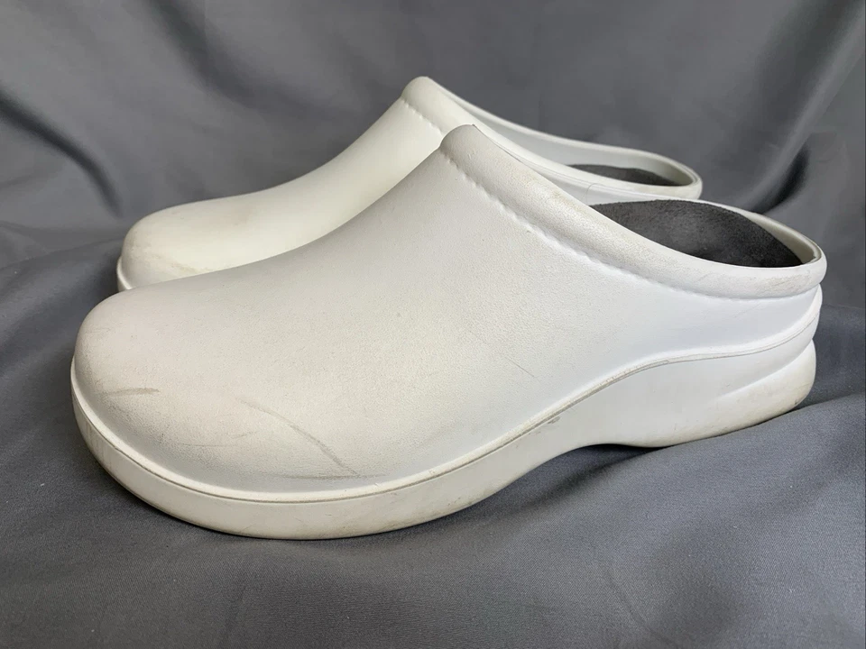 Zuecos Klogs para mujer talla 8 blancos antideslizantes sin marcas zapatos de trabajo sin cordones Foto 3 de 4
