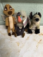 The Disney Store-The Lion King Mini Plush Lot Timon, Banzai  Rafiki-New Tags