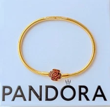 NEW 100% PANDORA 14k Disney Beauty & the Beast Enchanted Rose Bracelet 564019C01