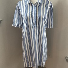 Old Navy Striped Midi Dress XL 100% Cotton Nautical Coastal Beach Preppy Collar