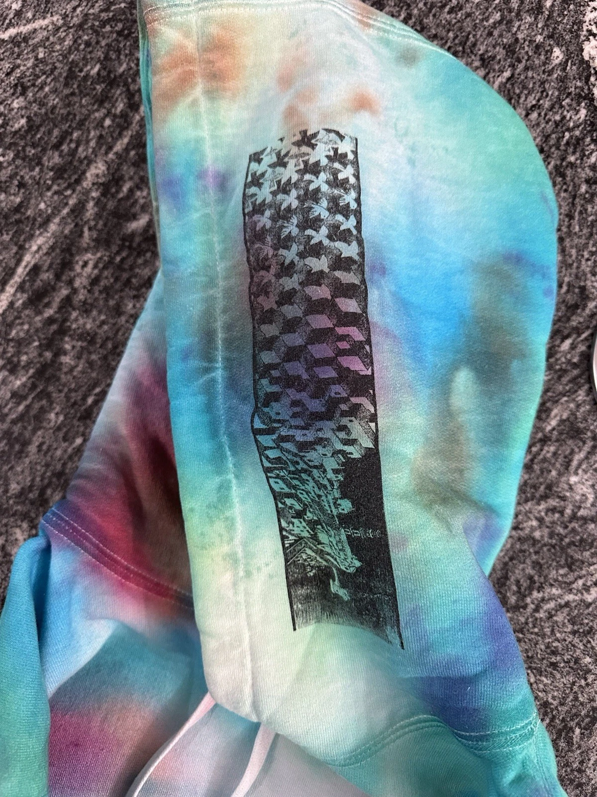 Supreme x M.C. nuovo Escher Felpa con Cappuccio Bianca Taglia Media GRANDE Personalizzata Tie Dye Mcm