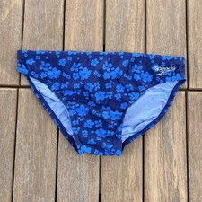 Speedo mens blue Floral print escape swim brief swimwear size 32 34