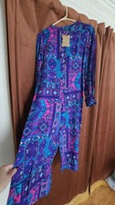 Vintage 1970s/1960s Psychedelic Purple  Blue Women's Jumpsuit Size Medium
