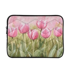 ALAZA A Filed of Pink Tulips Laptop Sleeve Bag Waterproof Protective Notebook...