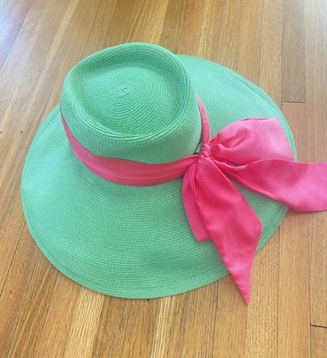 Wide-Brim Straw Sun Hat with Pink Satin Bow Elegant White Straw Sun Hat with a Wide Brim and a Classic  main image 2
