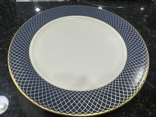 Set of 4 Lenox Georgetown Pattern Charger Dinner Plate Navy Blue Gold & Ivory 