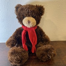 Gund Bradley the Borders Teddy Bear Plush – Vintage Brown Bear w/ Red Scarf 15”