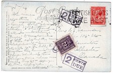 2 cents Purple Canadian POSTAGE DUE ON KGV 1926  Warwick castle post card