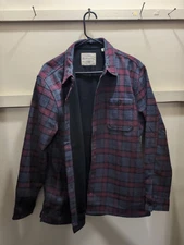 Weatherproof Vintage Mens L Plaid Red/navy Heavier Weight Flannel Shirt Jacket