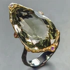 Handmade 26 ct+ Natural Green Amethyst Ring 925 Sterling Silver Size 8 /R443509