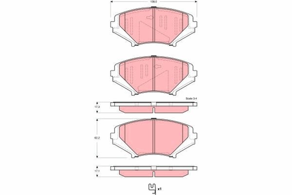 Bremsbelagsatz Scheibenbremse TRW GDB3356 FüR Mazda SE FE RX FE103 SE3P-image