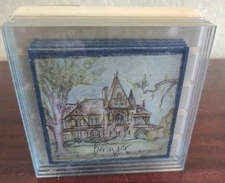 The Gallery Collection New In Package Art Glass Coasters Set of 4 plus Rack