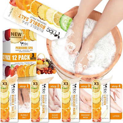 Pedicure Kit Foot Soak Set: Bubble Salt, Sugar Scrub, Massage Mask, Massage Loti