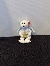 Ty Beanie Baby Star the Angel Bear with Gold Star and Blue Wings
