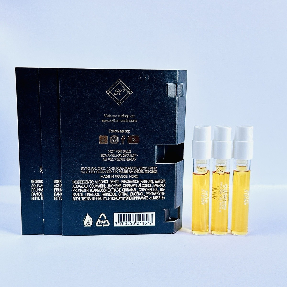 3 x Kilian Angels' Share Paradis Extrait De Parfum Sample Spray