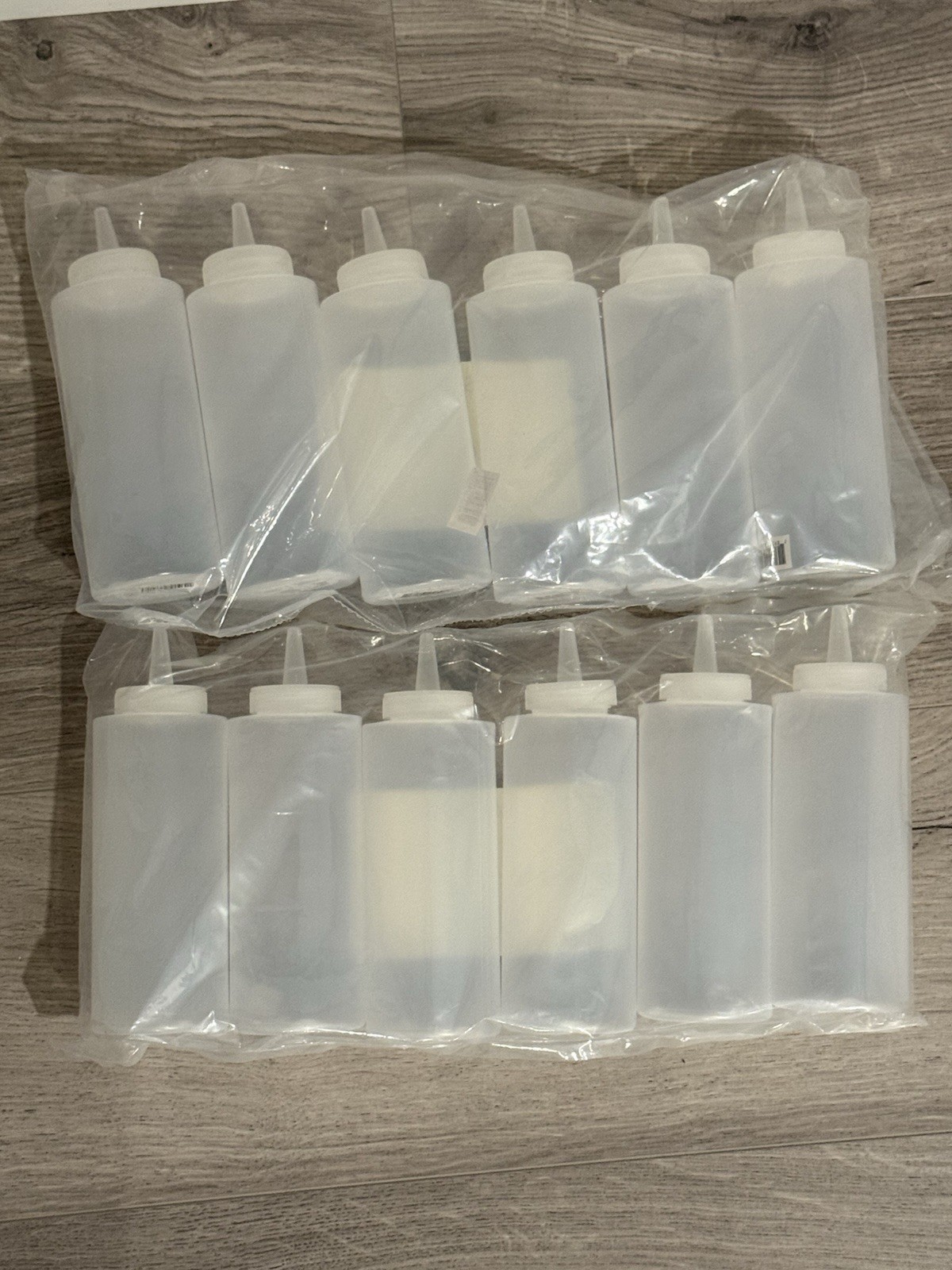 12 - 12oz Clear Plastic Squeeze Bottle Condiment Dispenser Ketchup Mustard Mayo