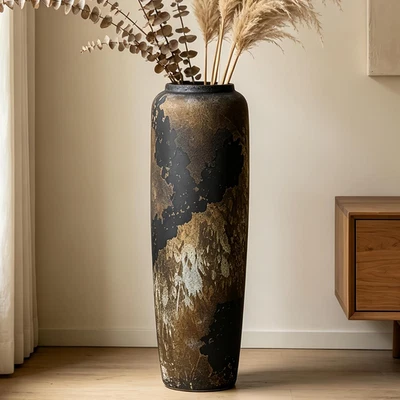 Keramik Bodenvase 60cm rustikal für Pampasgras Blumen Dekor Wohnzimmer Eingang - Bild 1 von 4
