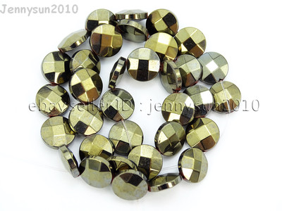 Natural Hematite Gemstone Faceted Round Coin Beads 16'' 4mm 6mm 8mm 10mm 12mm 