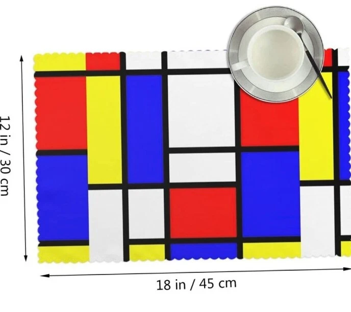 Mondrian Heat Resistant Placemats Decoration Kitchen Dining Table 18 x 12 Art - Image 2 of 4